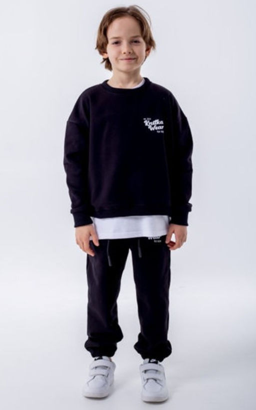 072 Детский костюм, черный (3хнитка петля)