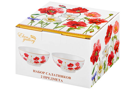 Набор 2 салатников - 15*15*7 см 700 мл Маки NEW BONE CHINA - Elan gallery фото 7