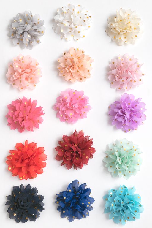 Цветочек шифоновый в горошек 9 см (20 шт) SF-5924, светло-аквамариновый №45 - No name фото 2