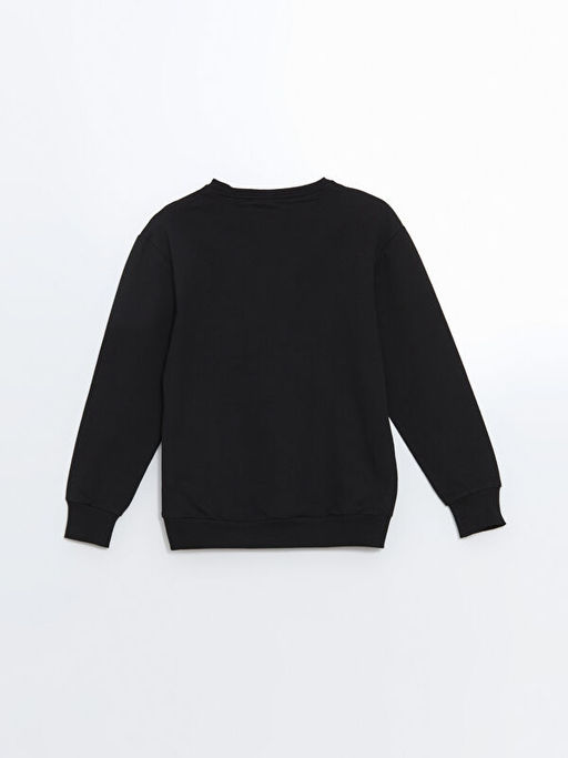 Bisiklet Yaka Bask?l? Erkek ?ocuk Sweatshirt