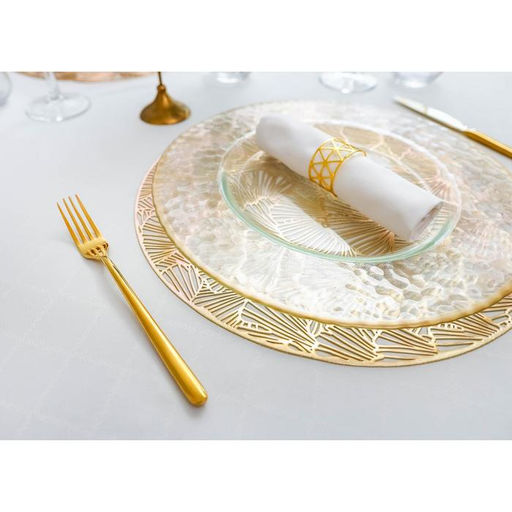 Набор салфеток сервировочных на стол Доляна Веер, d=38 см, 4 шт, цвет золотой  фото 5