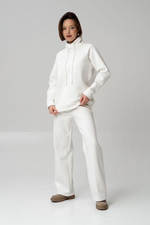 Свитшот из мягкого хлопкового футера с начёсом, молочный - Solo mio фото 2