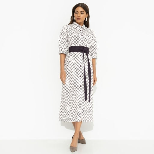 Платье-рубашка свободного кроя Гипнотический минимализм (с поясом) - Charutti фото 2