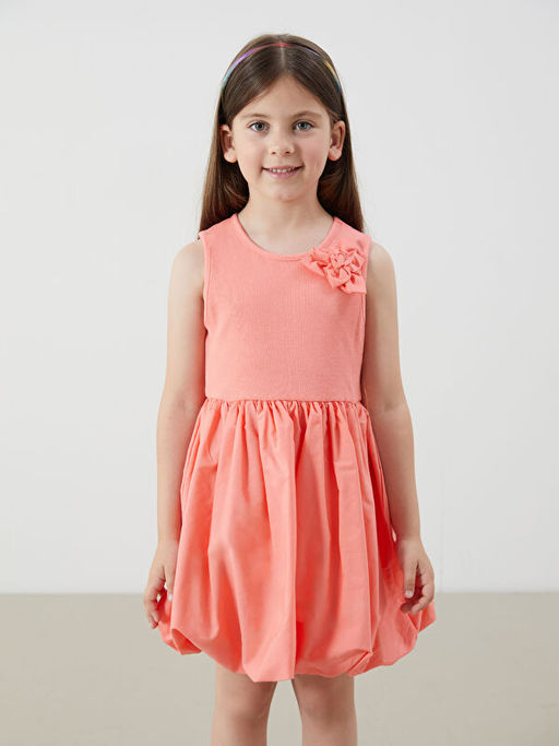 ?i?ek Aplike K?z ?ocuk Balon Elbise