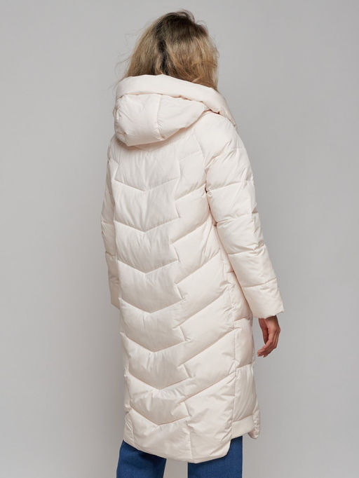 Пальто утепленное молодежное зимнее женское бежевого цвета 52355B - Holdluck фото 9