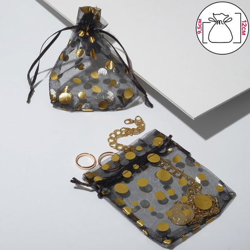 Цена за 100 шт. Мешочек подарочный Пузырьки, 10x12, цвет чёрно-золотой - Simaland фото 2