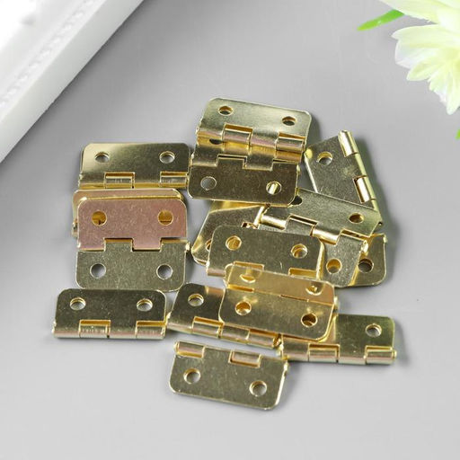 Цена за 4 шт. Петля для шкатулки (ключницы), металл, с закругленными углами, набор 15 шт., 1.7×1.9 см