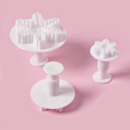 Цена за 2 шт. Плунжеры кондитерские новогодние Доляна Снег, набор 3 шт.: d=6.5, d=5, d=3.5 см, пластик, белые