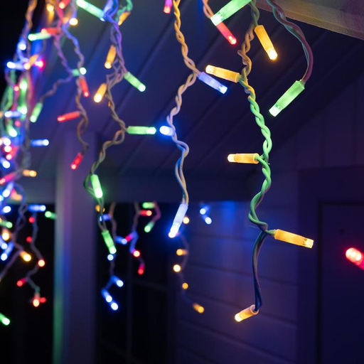 Гирлянда «Бахрома» 3×0.6 м, IP65, УМС, белая нить каучук, 108 LED, свечение мульти, 220 В