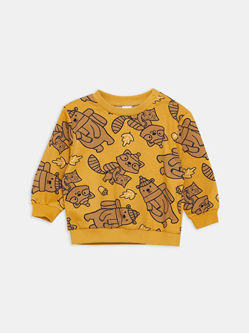 Bisiklet Yaka Uzun Kollu Bask?l? Erkek Bebek Sweatshirt 2li - Waikiki фото 3