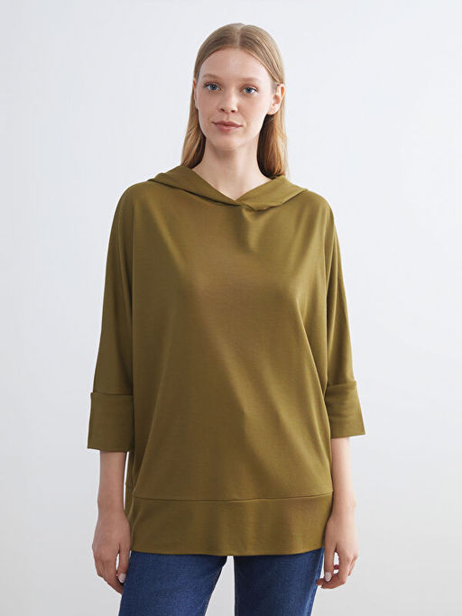 Kap??onlu Oversize Kad?n Sweatshirt Elbise
