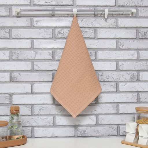 Цена за 2 шт. Кухонное полотенце «Доляна», коричнево-серое, 35×60 см, 100% хлопок, крупная вафля 220 г/м²