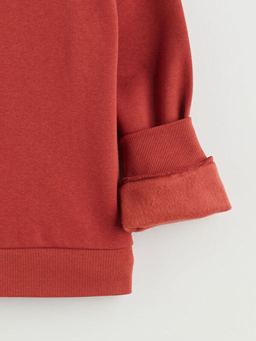 Bisiklet Yaka Bask?l? K?z ?ocuk Kal?n Sweatshirt