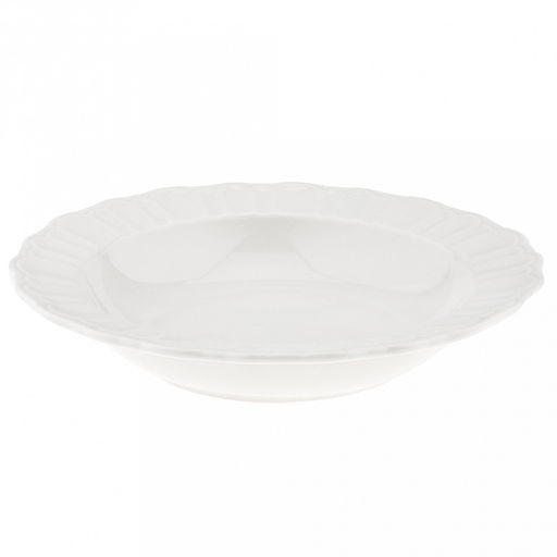 Тарелка глубокая фарфоровая "Диадема" д203мм h39мм, 450мл, белый, волнистый край (Китай)
