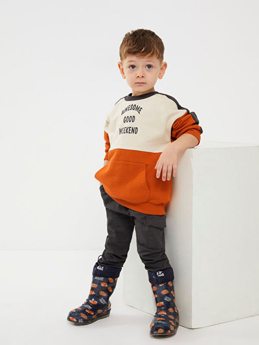 Bisiklet Yaka Uzun Kollu Bask?l? Erkek Bebek Sweatshirt ve E?ofman Alt 2li Tak?m - Waikiki фото 2