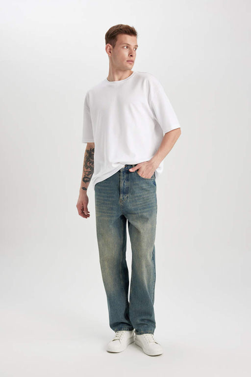 Джинсовые брюки Baggy Fit с широким узором и нормальной талией, широкие брюки - Defacto фото 3