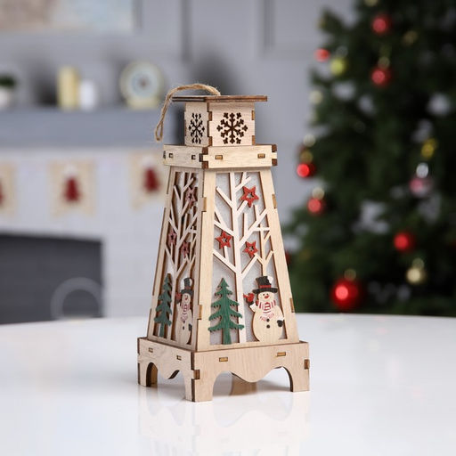 Светодиодная фигура «Снеговик в лесу» 11×23×11 см, дерево, батарейки LR1130×3 (в комплекте), свечение тёплое белое