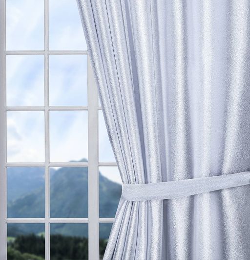 Арт. 3912/150, парча с люрексовой нитью, цвет - мерцающий белый, ГОТОВЫЕ ШТОРЫ, ширина от 150 см x высота 180 см (на шторной ленте)