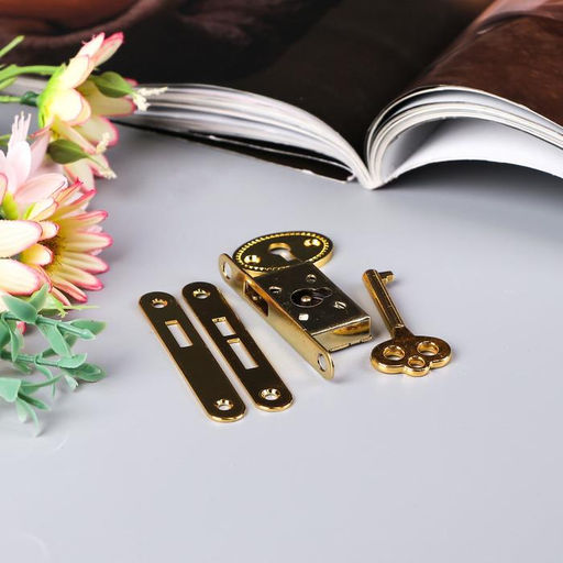 Замок для шкатулки С ключиком 5 предметов в наборе 1х5,5 см С-303 - Арт узор фото 2