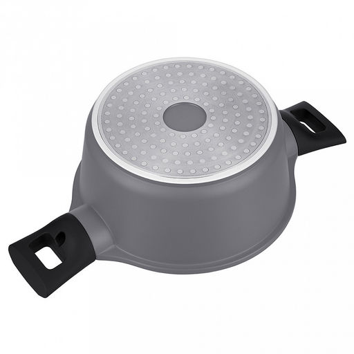 Кастрюля с антипригарным покрытием Moderno 2,3л, д20см, h16см, s1,8мм, дно s5мм, литой алюминий, стеклянная крышка с силиконовый ободом, бакелитовая ручка с покрытием soft-touch, Regent (Китай) Подходит для всех видов плит, включая индукционную - Домашняя мода фото 2