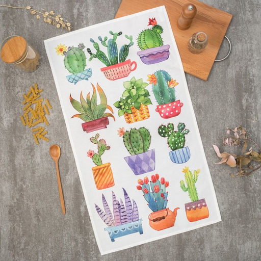 Цена за 2 шт. Полотенце Этель Кактусы 40х73 см, 100% хлопок, саржа 190 гр/м2  фото 3