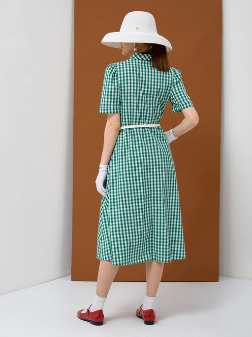 Платье хлопок клетка зелено-белая - Tantino фото 11