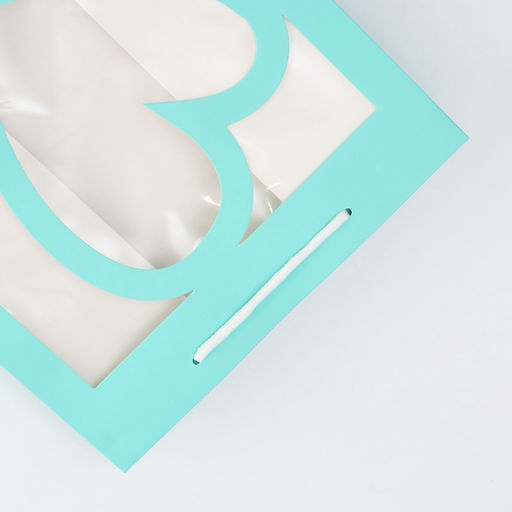 Цена за 12 шт. Пакет подарочный с фигурным окном, 25?18?35 см, голубой - UPAK LAND фото 2