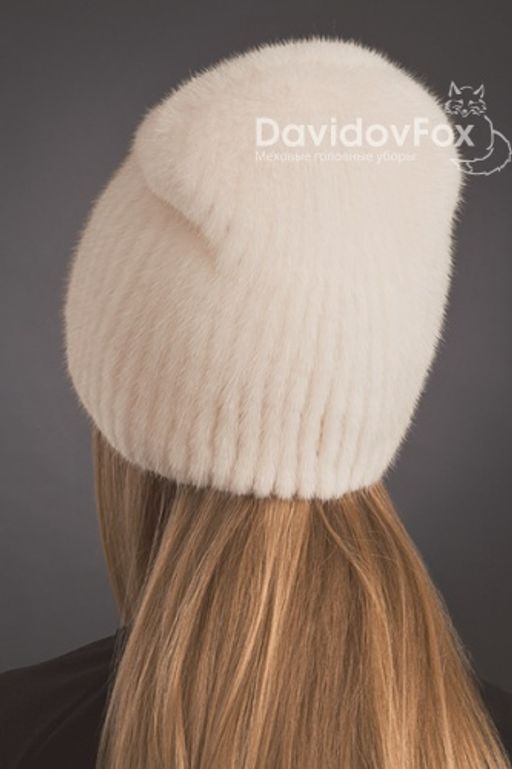 Шапка Бини норка орнамент жемчуг