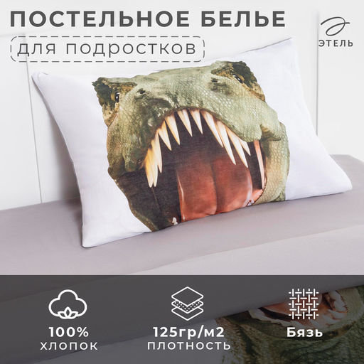 Постельное бельё 1.5-спальное «Этель» Green Dino, бязь