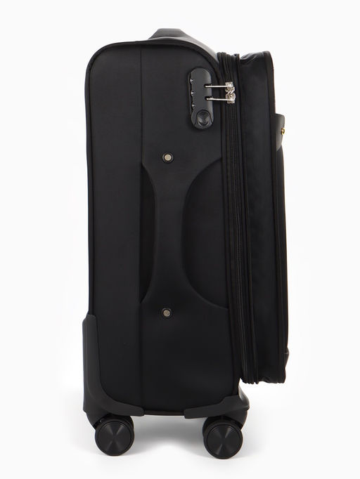 Чемодан 20",Текст,36*25*58,отд на молнии,1 нар/карм, увелич,код замок,4 колеса, черный