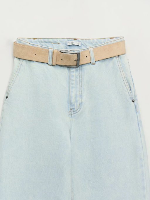 Джинсы широкие с ремнём с высокой посадкой ZR2604092334-100 / Zarina