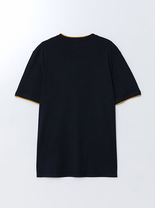 Bisiklet Yaka K?sa Kollu Bask?l? Penye Erkek Ti??rt