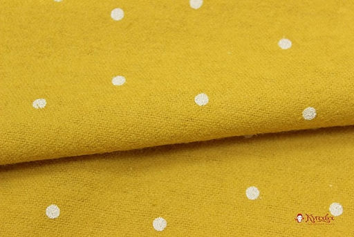 Теплый хлопок Россыпь гороха на горчичном, ш.1.5м, хлопок-100%, 160гр/м.кв - Купава фото 4