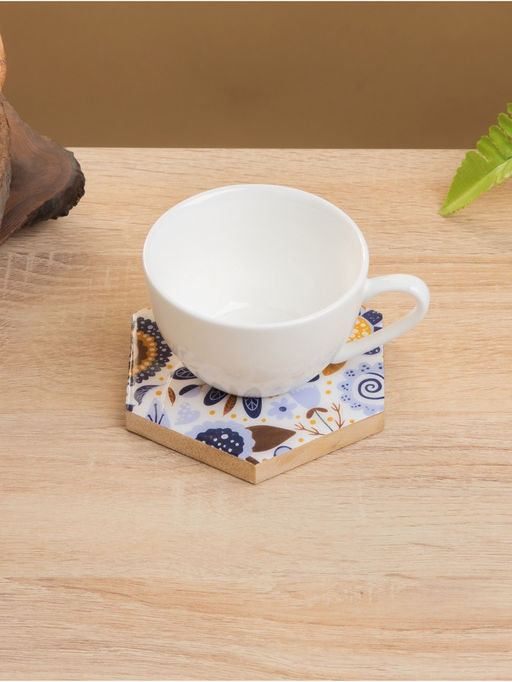 Подставка под горячее «Васильки», набор 4 шт., 15×13×5 см, дерево манго