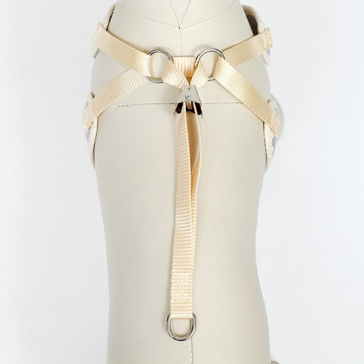 Комплект с мягкой шлейкой Горох, размер М, поводок 120 х 1,5 см, ОГ 34-66 см, серый - Пижон фото 7