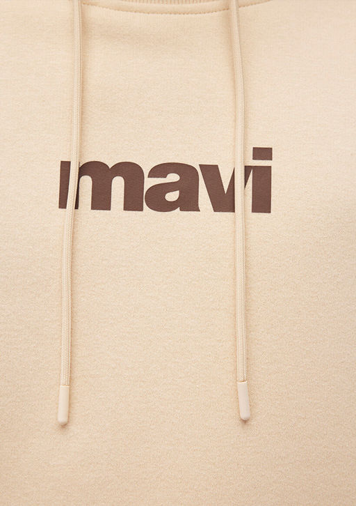 Mavi Logo Bask?l? Kapusonlu Bej Sweatshirt  фото 7