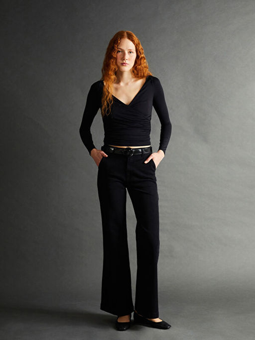 Beli Kemerli Slim Fit Kad?n Jean Pantolon