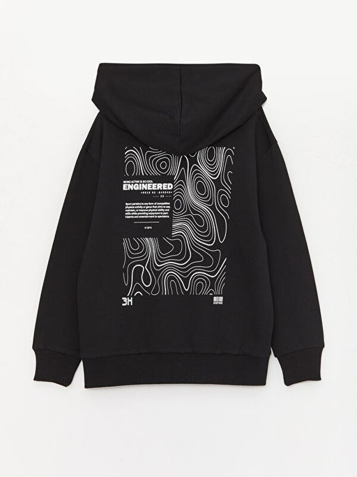 Bask?l? Uzun Kollu Erkek ?ocuk Hoodie ve E?ofman Alt? - Waikiki фото 3