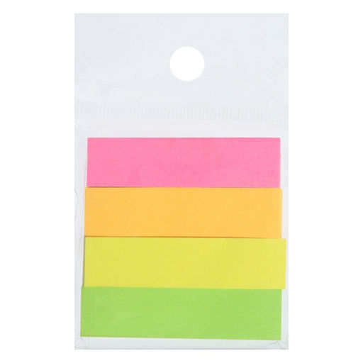 Цена за 5 шт. Блок-закладка с липким краем, 4 по 80 штук, 12×50 мм, неоновые, бумажные