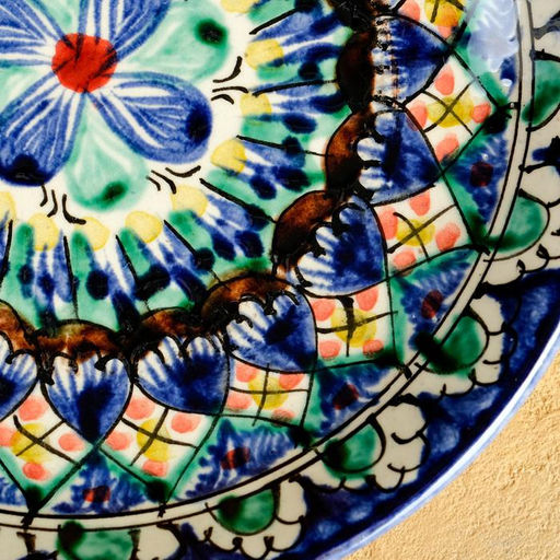 Набор чайный Риштанская керамика, 4 предмета: чайник 700 мл, 2 пиалы d=9.5 см, тарелка d=17 см, синий