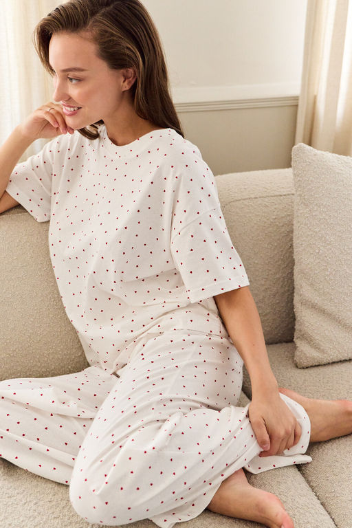 Пижама с брюками хлопковая Сердце