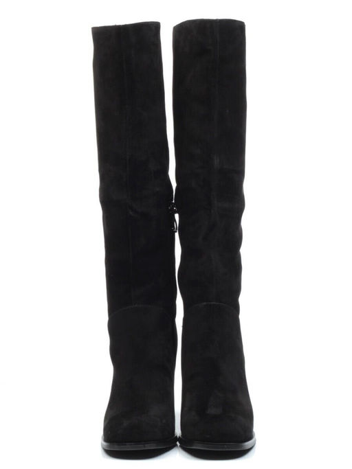 02-E29W-11B BLACK Сапоги зимние женские (натуральная замша, натуральный мех (еврозима))