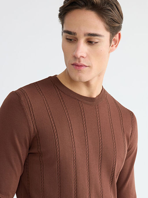 Sa? ?rg?s? Desenli Bisiklet Yaka Erkek Triko Kazak