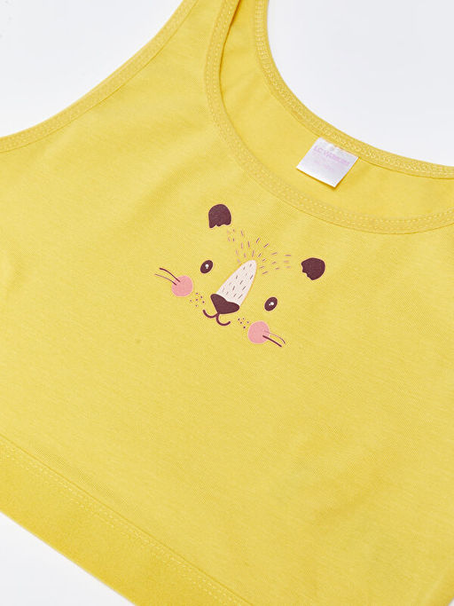 Bask?l? Pamuklu K?z ?ocuk B?stiyer 2li - Waikiki фото 3