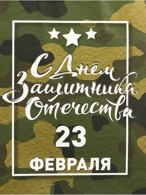 Цена за 3 шт. Пакет подарочный крафт С 23 Февраля! 12?6?16 см