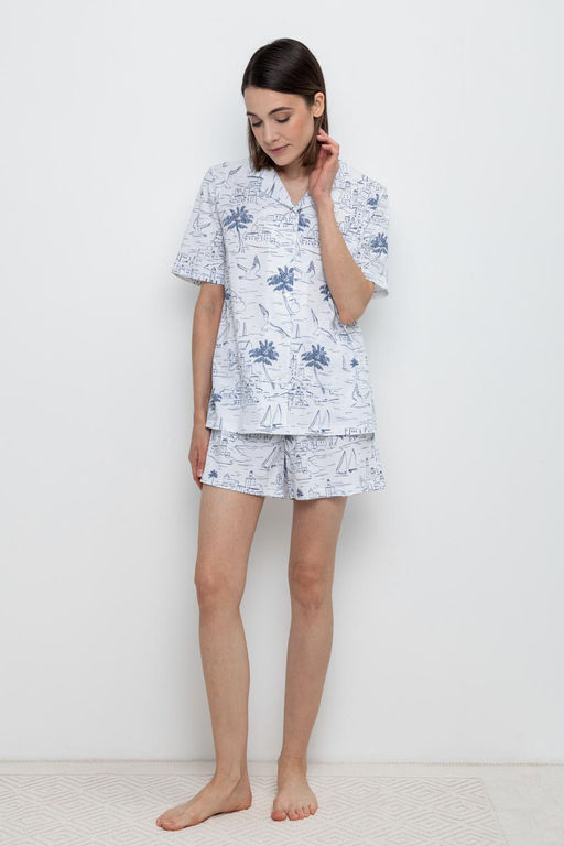 VERY NEAT. Е 40045/белый,морской пейзаж шорты жен