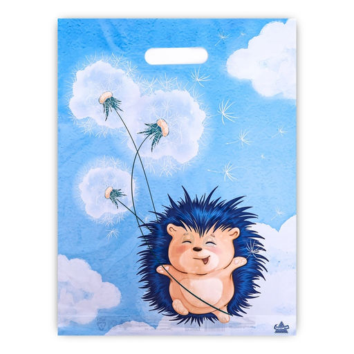 Цена за 50 шт. Пакет «Ежик с одуванчиком», полиэтиленовый с вырубной ручкой, 30×40 см, 60 мкм