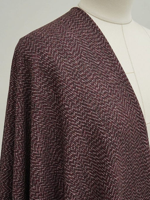 Шерсть пальтово-костюмная Твид Зигзаг цв.темно-вишневый меланж, ш.1.5м, шерсть-30%, п/э-70% - Купава фото 2