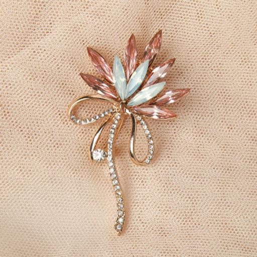 Брошь Букет 9 см / 38B-10-1 /уп 420/ (Бело-розовый ) - Галеонтрейд фото 4