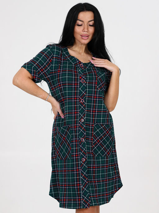 1104 ХАЛАТ (Зеленая клетка) - А-дина фото 3